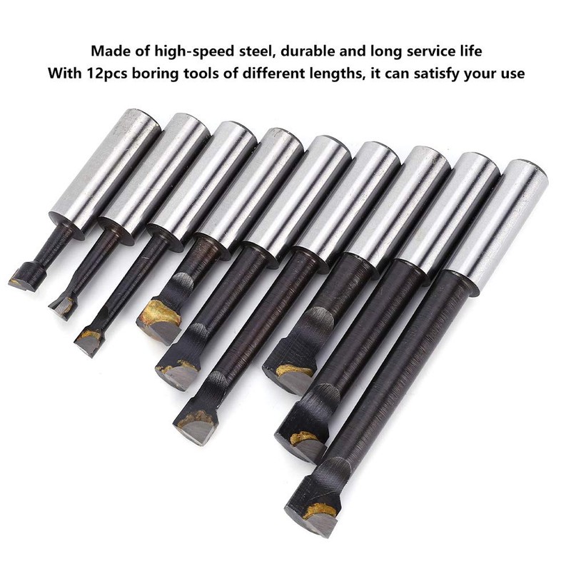 9pcs Drill Bar Set 12mm Head High Speed Steel CNC