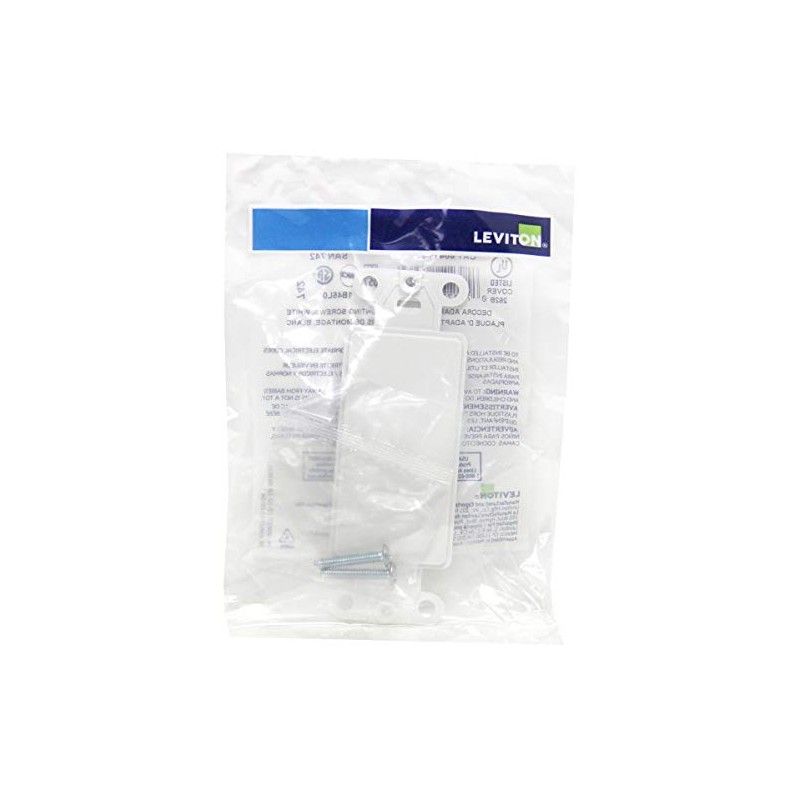 Leviton Decora Plastic Adapter Plate, Blank, No Hole, With-Ears, and