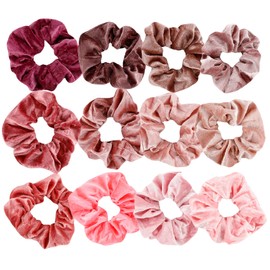 Velvet Scrunchies Hair Scrunchies For Women's Hair Thick Hair Ties Scrunchies For Girls Pony Tails Hair Ties Pink Scrunchies For Thick Hair Ties No Damage Chouchou Pour Cheveux Elastique Cheveux