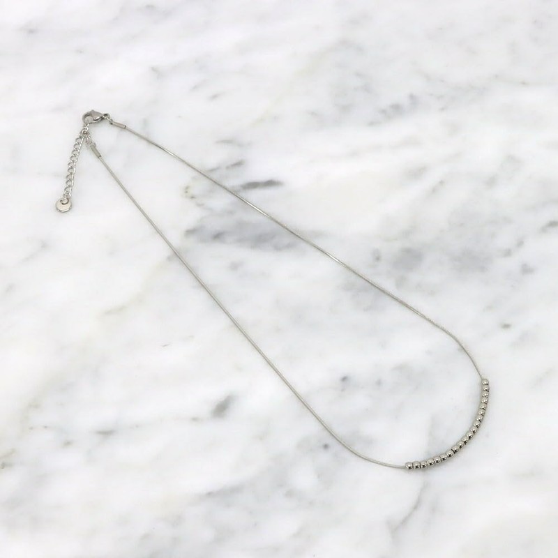 Mico.lor Stainless Steel Chain (7) Ball, Silver, Women's, Surgical Stainless