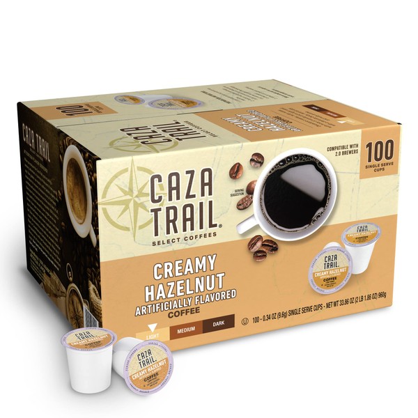 Caza Trail Coffee Pods, Creamy Hazelnut, Single Serve 100 Count