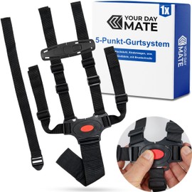 5 Point Harness with Buckle Protection Buckle for Highchair, Pushchair and Buggy, in Black, Easy to Fit, with Bridge Buckles for Fixed Loops, Highchair Seat Belt, Seat Belt