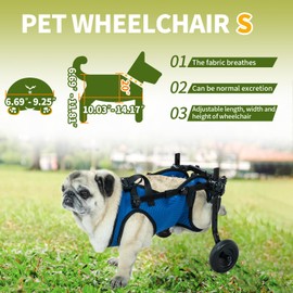 Pet Wheelchair for Leg Support Helps Senior， Wheelchair for Back Legs，Adjustable Pet Cart，Assist a paralyzed pet get Back on its feet，Support Leg Brace and Hip(Small)