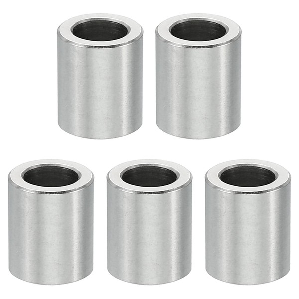 PATIKIL M5 Stainless Steel Spacers, 5 Pcs Metal Spacer Stainless Steel 5.1mm ID x 8mm OD x 10mm L Stainless Steel Spacer Screw Standoff Round for 1/5inch or M5 Screw Bolts