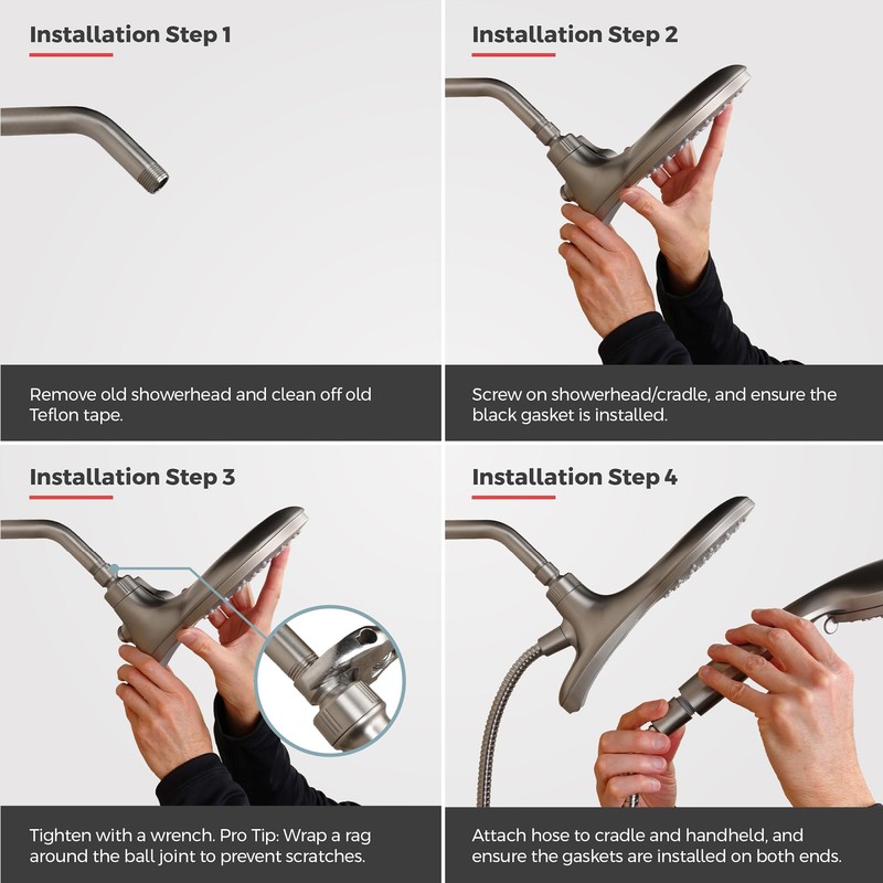 Pfister HydroFuse Shower Head and Handheld Combo, Hose Included, Magnetic