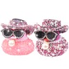 MuMyer Pink and Rose Sparkly Rhinestone Rubber Duck Car Ornaments