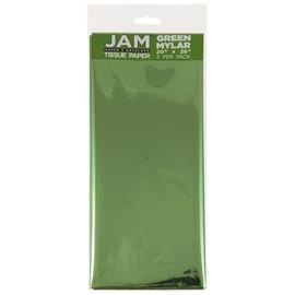 JAM PAPER Tissue Paper - Green Mylar - 3 Sheets/Pack