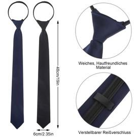 Dejicuk Men's Black Tie, Pre-Tied Tie, Men's Tie, Black Classic Ties for Office or Wedding, Graduation Party, black