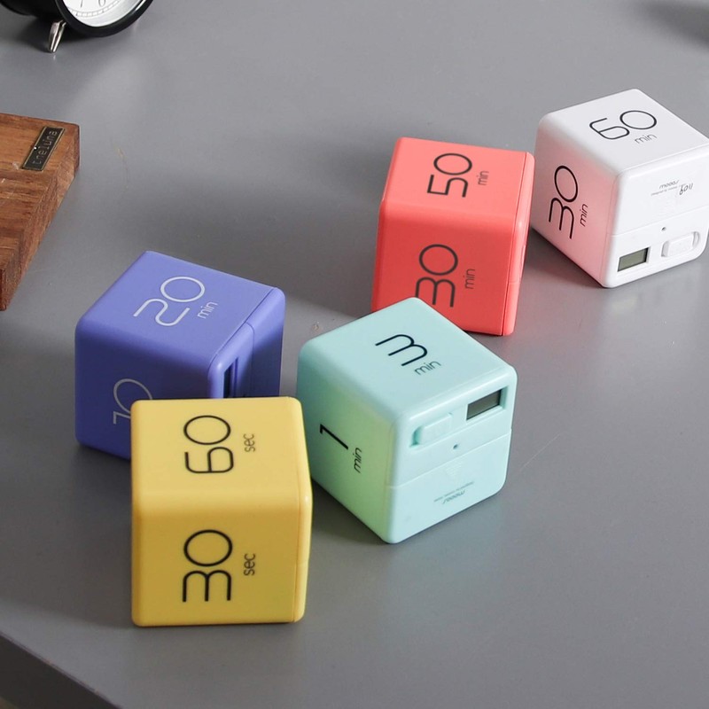 mooas Cube Timer (Coral), Timers Cube Flip Block Timers Productivity