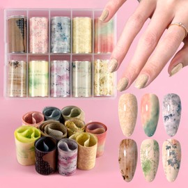 XEAOHESY 10 Rolls Traditional Chinese Style Nail Foil Transfer Stickers Flower Chinese Calligraphy Ink Painting Pattern Nail Foil Sheets Transfer Foils Stickers Classical Nail Art Supplies（Design 2）