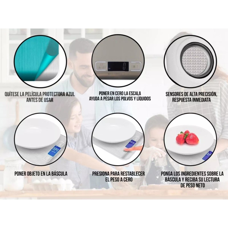 Control Expert Báscula Digital Cocina Inoxidable Pantalla Lcd 5kg/11 Lbs.