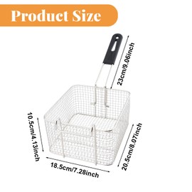 Ragyzity Chip Frying Basket with Handle, Stainless Steel Deep Fat Fryer Basket, Fish Frying Chip Frying Fry Serving Basket, Deep Fryer Basket Food Strainer Wire Chip Strainer Food Presentation Basket