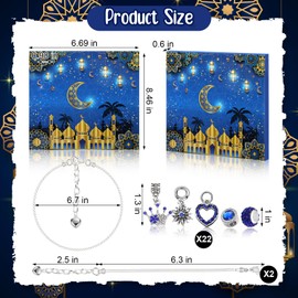 Pasimy Ramadan Mubarak Advent Calendar Ramadan Advent Calendar Bracelets DIY 24 Days Eid Mubarak Advent Countdown Calendar Charm Bracelet Eid Advent Calendar Jewelry for Women Ramadan Mubarak Decor