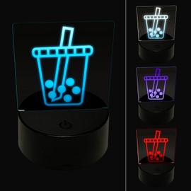 Sniggle Sloth Boba Bubble Milk Tea 3D Illusion LED Night Light Sign Nightstand Desk Lamp