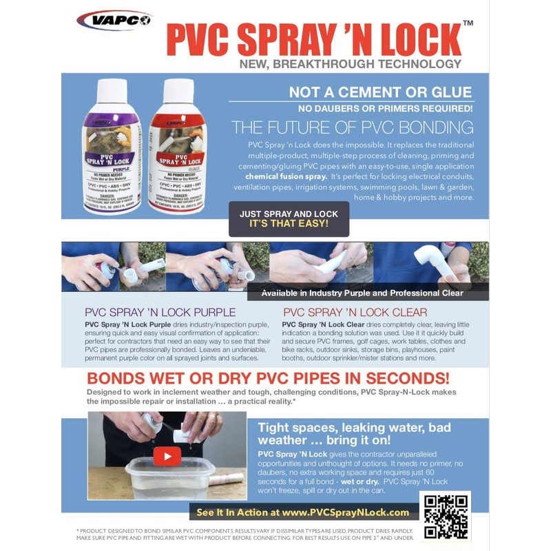 Vapco PVC Spay N' Lock Sealant - Bonds Wet &