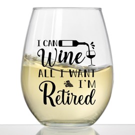 Maydvdv Retirement Wine Glass Gift - Funny Wine Cup for Women & Men, Retirement Party Decor, Coworker Leaving Gift, Boss Retired Present, Retired Gifts for Friend (Clear-Wine Glass)