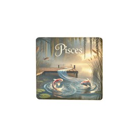 Wooden Fridge Magnet with Koi Fish Design and Pisces Theme, Nature Inspired (mag-kf25-1315)