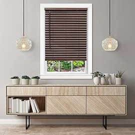 Ergode Cordless GII Luna 2" Vinyl Plantation Blind - Durable & Stylish, Wood Grain Texture, Cordless Lift & Tilt Wand, Removable Valance, Easy Installation
