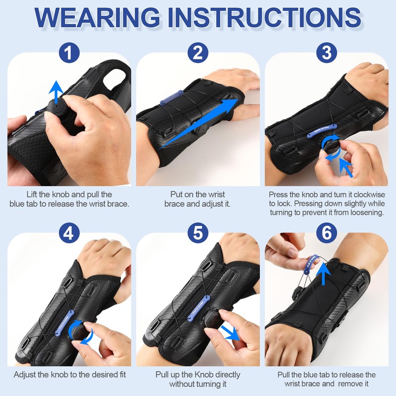 NEENCA Carpal Tunnel Wrist Brace for Night Support,Knob Adjustable Hand