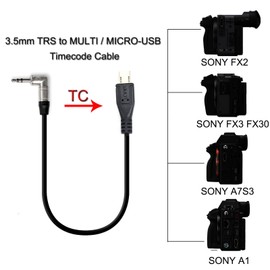 HENGYONGTA Tentacle SYNC E MK1, Original, Track E, TIMEBAR Timecode Cable 90 Degree 1/8" TRS to 15-Pin Multi/Micro USB for Sony FX2, FX-3, FX-30, A7SIII, A1 Camera