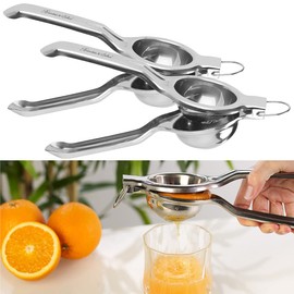 Rosenstein & Söhne Manual Citrus Juicer: Set of 2 Manual Citrus & Juicer, Polished 304 Stainless Steel, Diameter 7 cm (Space-saving Citrus Juicer, Hand Juicer, Salad)