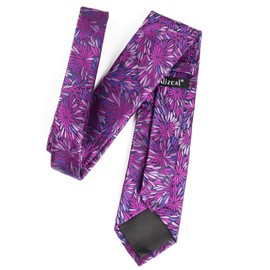 Alizeal Mens 3.15'' Fireworks Pattern Tie with Pocket Square Tie Set, Magenta+purple