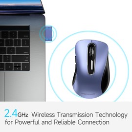 memzuoix 2.4G Wireless Mouse, 1200 DPI Mobile Optical Cordless Mouse with USB Receiver, Portable Computer Mice Wireless Mouse for Laptop, PC, Desktop, MacBook, 5 Buttons (Navy Blue)