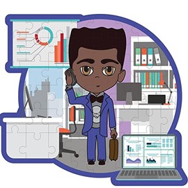 Brown Toy Box Dadisi Academy Giant 3ft Puzzle (Everett Entrepreneurship) Minding My Business - STEAM - Art - Children - Kid Puzzle - Black Owned - Black Kids Toy - Creative - Travel Sized -