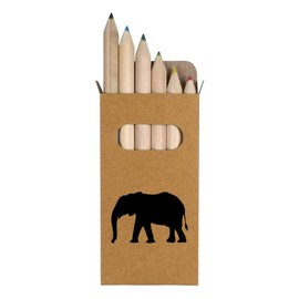 Azeeda 6 x 'Elephant Silhouette' Short 85mm Pencils/Coloured Pencil Set (PE00073082)