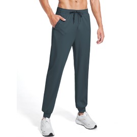 Tallemon Mens Joggers 36 Inseam Tall Extra Long Sweatpants with 3 Zipper Pockets Lightweight Athletic Tapered Pants, Dark Grey, Large