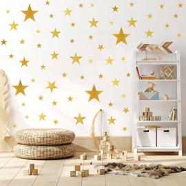 Gold Star Wall Decals Metallic Stars Decal Ceiling Star Sticker- Peel and Stick Vinyl Wall Stickers for Nursery, Kids Room, Baby Bedroom Decor