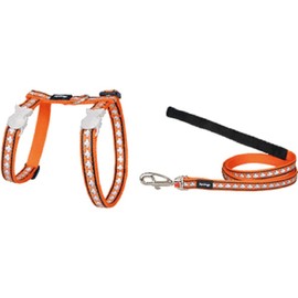 Red Dingo Reflective Cat Harness and Lead Combo, Orange
