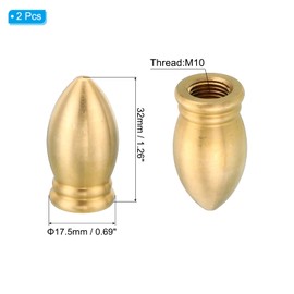 PATIKIL M10 Thread Lamp Finial Cap Knob, 2 Pack Brass Lamp Shade Harp Top Screw Caps Decoration Light Fixture for Table Lamps Floor Lamps 17.5x32mm