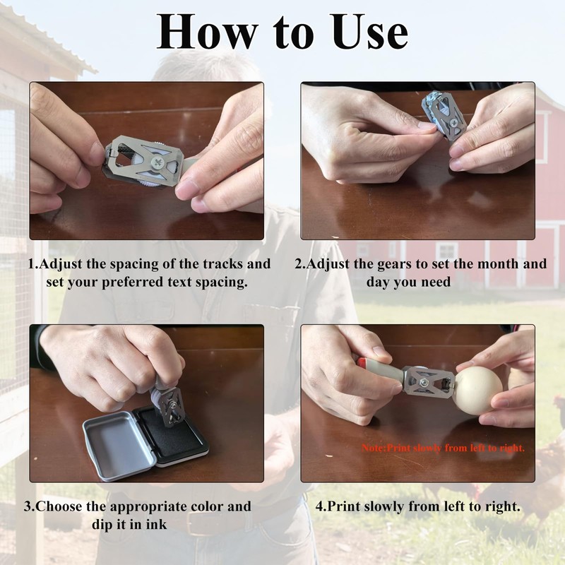 Egg Dater Kit with Date Stamp and Ink Pads for