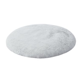Round Padded Lounge Pet Mat, Soft Cozy Crate Dog, Puppy & Cat Bed, Removable Waterproof Cover, Machine Washable, Plush Anti-Slip Base, Pillow Cushion Pad, Sofa Protector, Arctic White, Small 60cm