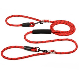 Dog Lead 3 m - Shoulder Lead & Double Lead Perfect for Large Dog Classic Dog Leads, Dog Lead Small Dogs Lightweight - Double Lead for 2 Small Dogs, Lightweight (Red)