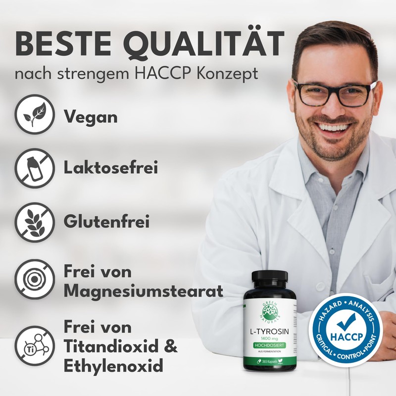 Green Naturals L-Tyrosine - High Dose: 1,400 mg - 365