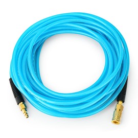GORAGUCHI Polyurethane 1/4" x 25 ft Air Hose, Made of Brass and PU Hose Material, Has a Maximum Working Pressure of Up to 300 PSI (Blue)