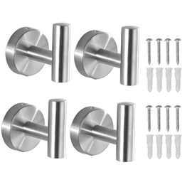 Towel Rack, Wall Mounted, Bathroom Hook, Towel Rail, Kitchen Wall Hook, Wall Mount, SUS 304, Stainless Steel (Silver 4)