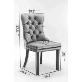 Modern Green Velvet Dining Chair with Button Tufted Back Nailhead Trim and Black Legs for Kitchen and Dining Roomcolor: Green, size: W19.7''D25.5'H37.5''