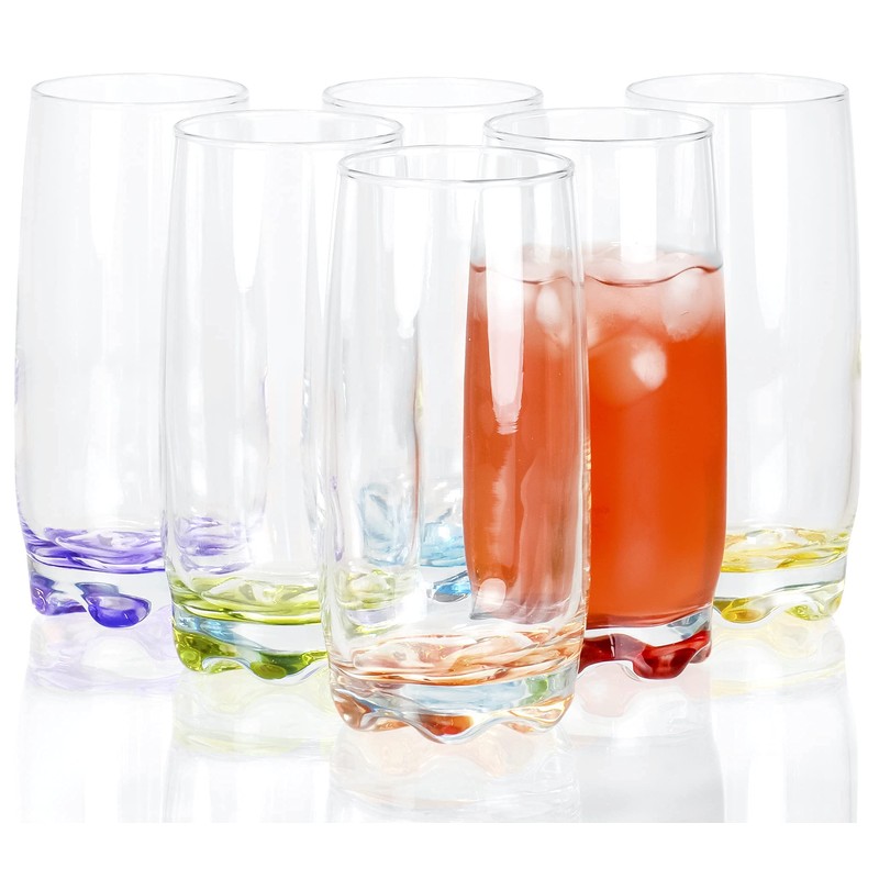 Vibrant Splash Water, Beverage Highball Glasses, 13.25 Ounce - Set