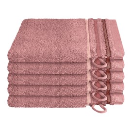 Schiesser Terry Wash Mitt Skyline Colour Set of 5 100% Cotton from Sustainable Production Absorbent Soft Colourfast 16 x 22 cm Dusky Pink