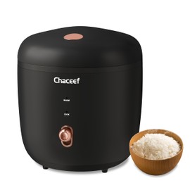 CHACEEF Mini Rice Cooker 2 Cups Uncooked, 1.2L Rice Cooker Small with Non-stick Pot, Portable Travel Rice Maker with One Touch & Keep Warm Function,White Rice, Brown Rice, Oatmeal, Black