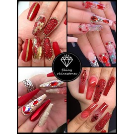 3100Pcs Red Rhinestones for Nails EBANKU Nail Art Rhinestones Kit Red Nail Crystal Rhinestones Mixed Shape with Rhinestone Picker Dotting Pen Tweezers for Christmas DIY Nail Art Craft