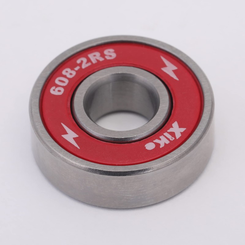 XiKe 8-Pack 608-2RS Skateboard Bearings, Red, High-Speed 8x22x7mm, Durable Double