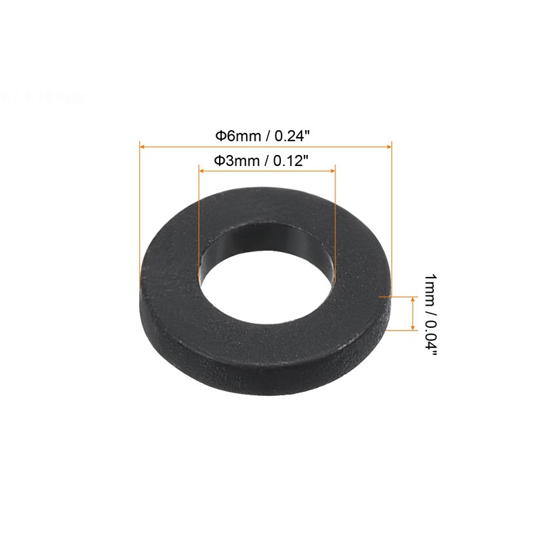 PATIKIL M3 Nylon Flat Washer, 100 Pack 3mm ID 6mm