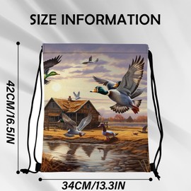 Zewurtuw Drawstring Backpack String Sports Bags for Swimming Waterproof Aesthetic Sackpack for Unisex Women Beach (13"×17")-Duck