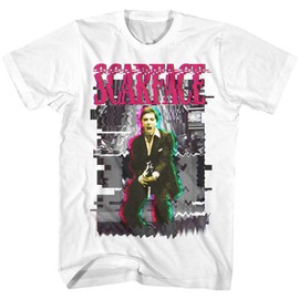 American Classics Scarface Tony Montana Glitch Neon Adult T-Shirt Movie Graphic Tee