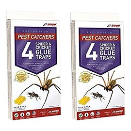J T Eaton 844 Pest Catchers Large Spider and Cricket Size Attractant Scented Glue Trap, 8 Traps