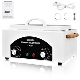 GGAIFbp Sterilizer for Nail Tools 1.5L 110V 300W High Temperature Metal Clean Box with Adjustable Timer Temperature Sterilizer Cabinet for Manicure SPA Salon Metal Hairdressing Tool Equipment(white)